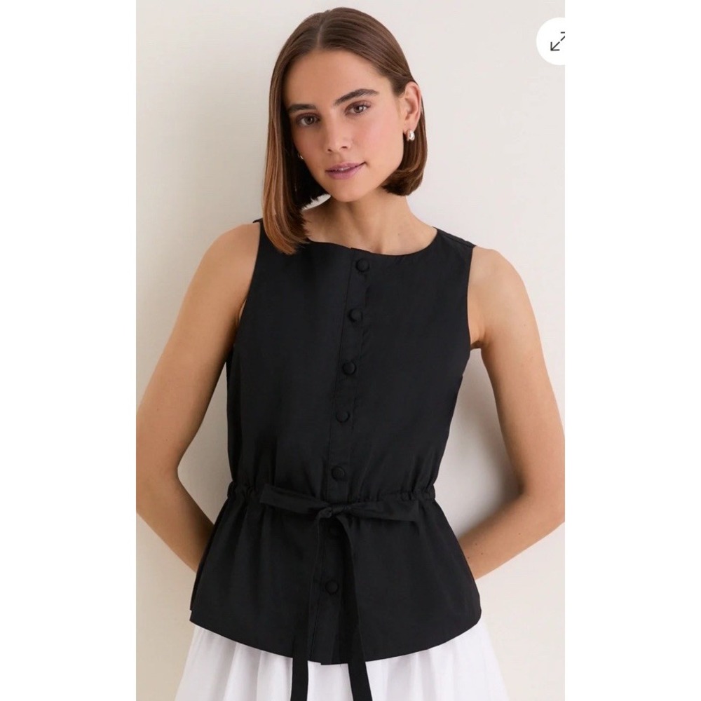Tuckernuck Black Black Sleeveless Cotton Poplin Francoise Top Size XS NWT